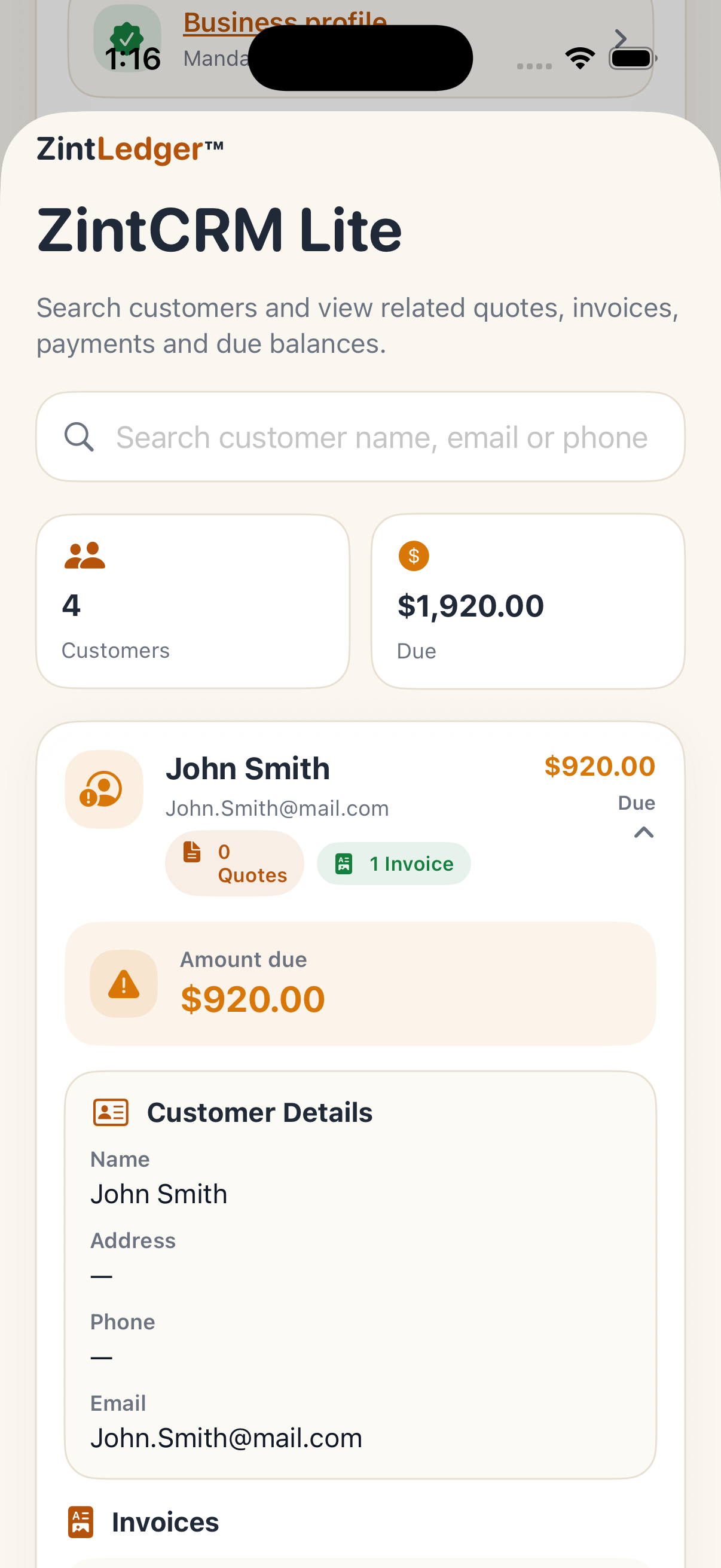 CRM Customer 360 screenshot